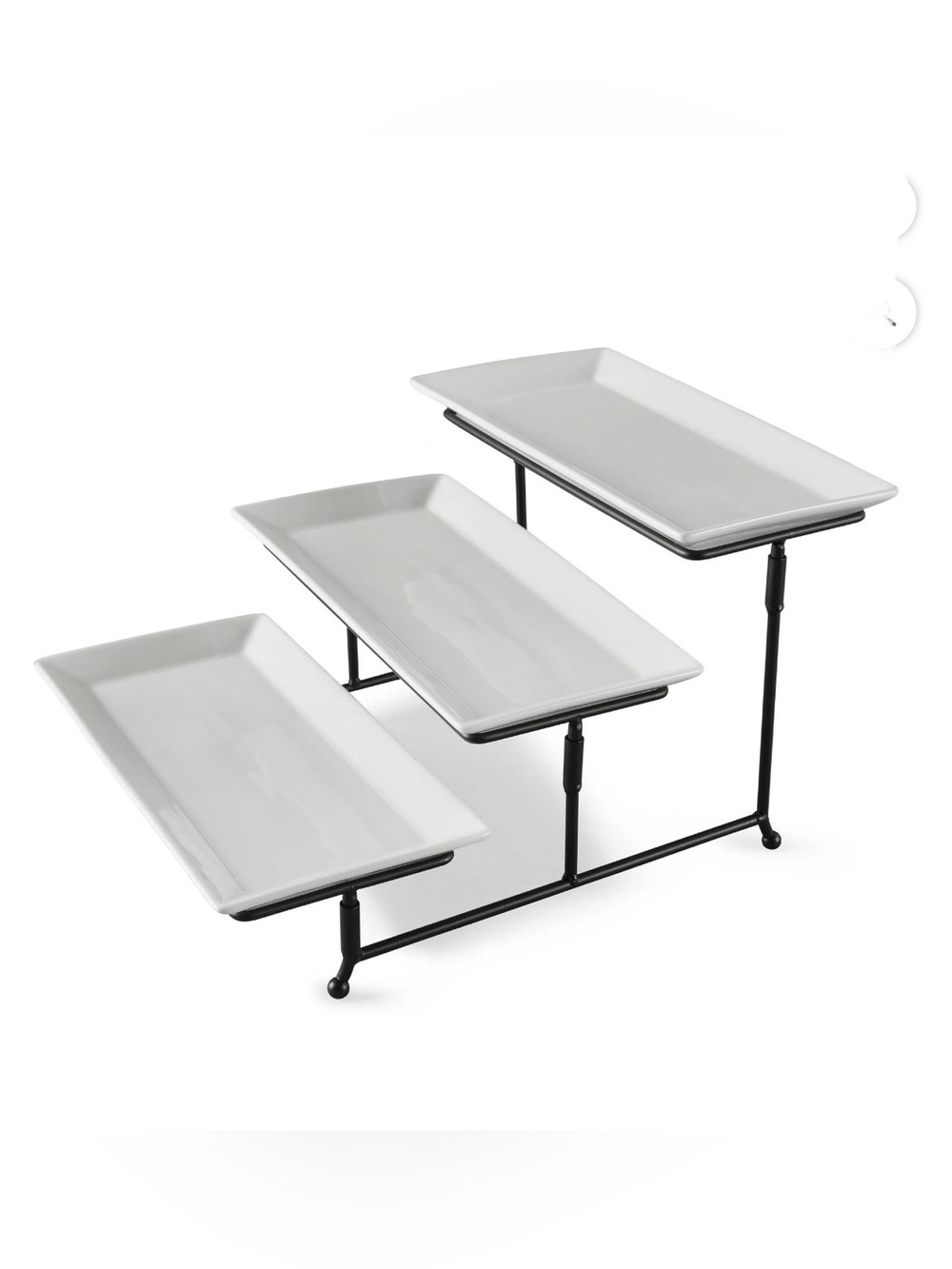 Gibson 3-Tier White Ceramic Serving Stand with Black Metal Frame - White - Picture 3 of 5